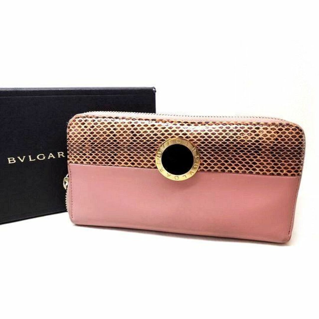 BVLGARI ブルガリ □ 長財布 ラウンドファスナー レザー ピンク系-