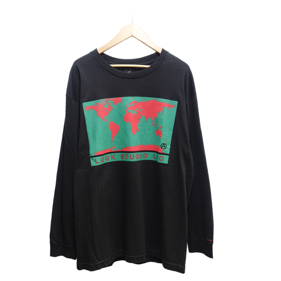 状態LQQK STUDIO WORLD MAP L/S TEE BLACK Size