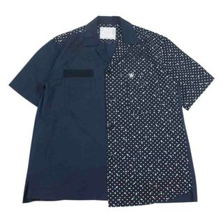 サカイ(sacai)のSacai サカイ 19SS 19-01953M Dr Woo ドクターウー ドット柄 切替 半袖 シャツ ネイビー系 2【中古】(シャツ)