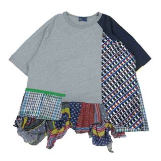 カラー(kolor)のkolor カラー 20SS 20SCL-T07206 異素材 ミックス フリル パッチワーク 半袖 Tシャツ グレー系 2【美品】【中古】(シャツ)