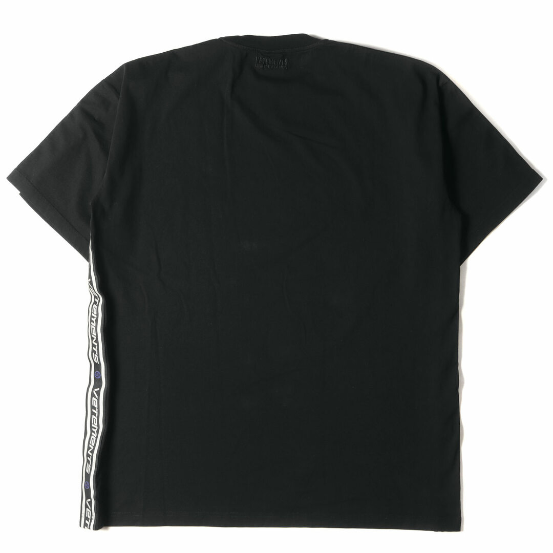 VETEMENTS ヴェトモン Tシャツ サイズ:L ロゴテープ デザイン オーバーサイズ LOGO TAPE T-SHIRT 21SS ブラック 黒  トップス カットソー カジュアル ブランド ストリート シンプル ワンポイント【メンズ】【中古】【美品】