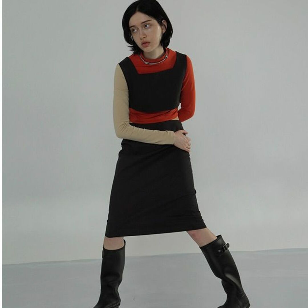 tilt knees 2way カットアウト ワンピース ブラック ベージュ