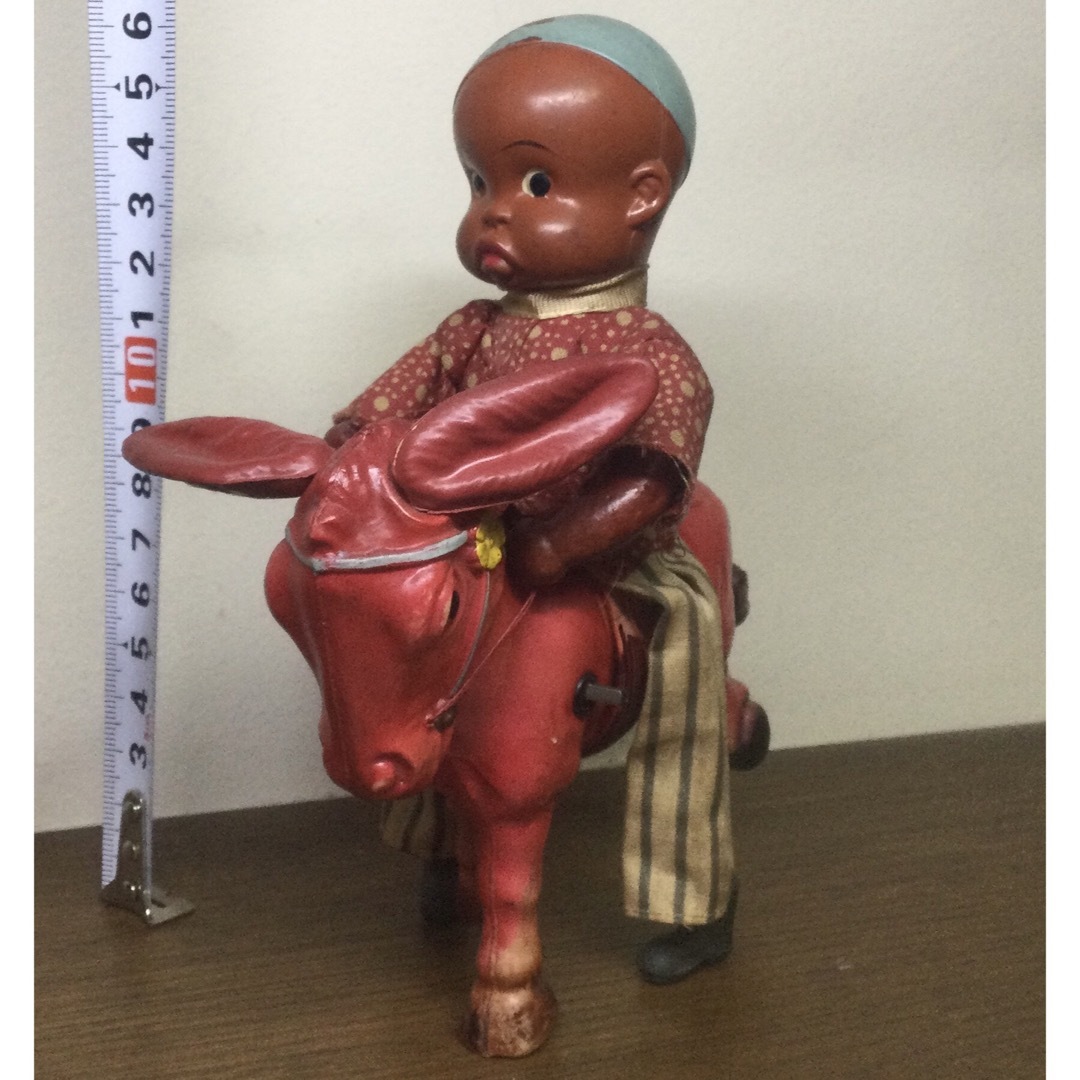 コレクション戦前　セルロイドのゼンマイ式おもちゃ　日本製 ロバに乗る少年　黒人バージョン
