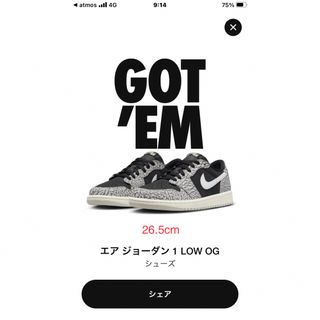 ナイキ(NIKE)のエアジョーダン1 Low OG "Black Cement"(スニーカー)