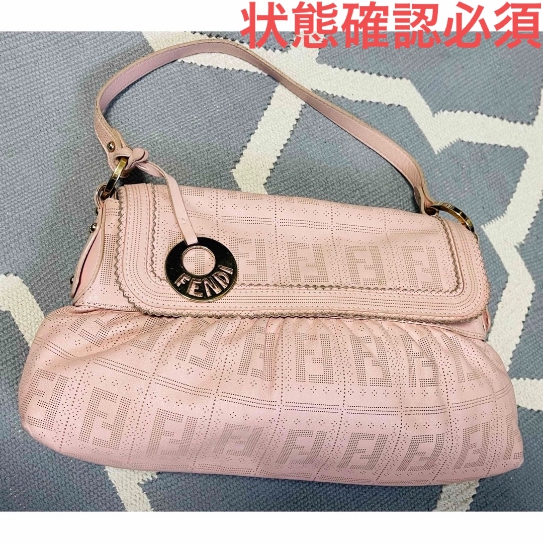 美品！状態考慮　FENDI ズッカ　ピンク　セミショルダー　バッグ　ヴィンテージ