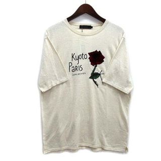 アルティザン(ARTISAN)のアルチザン 京都 巴里 コットン リネン ニット Tシャツ 薔薇 刺繍 ベージュ(ニット/セーター)