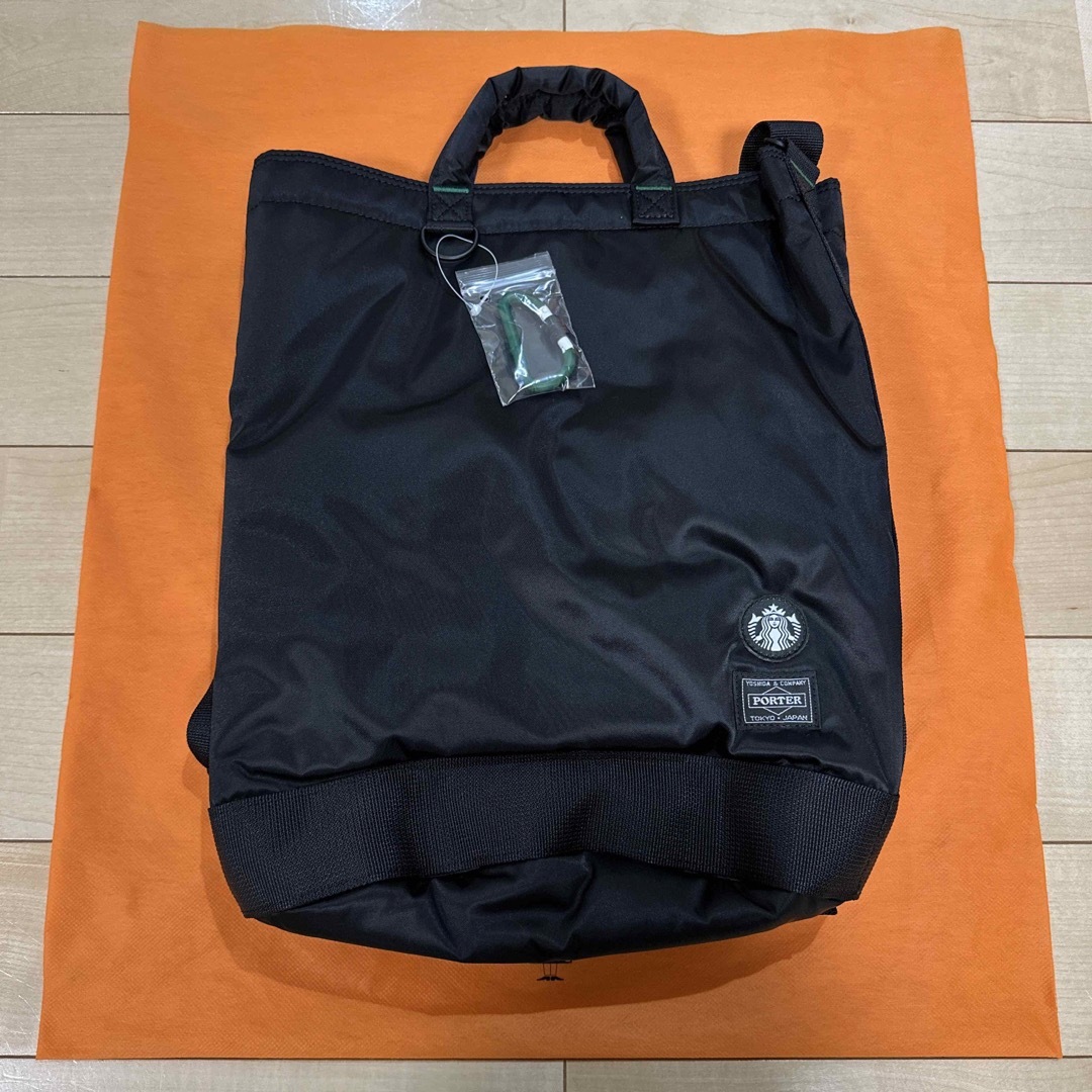 PORTER - PORTER STARBUCKS コーヒービーンシェイプ バッグ Lサイズ 黒