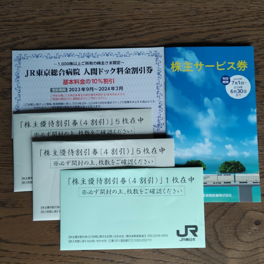 JR 東日本 株主優待割引券 10枚綴+サービス券1冊+人間ドック割引券1枚