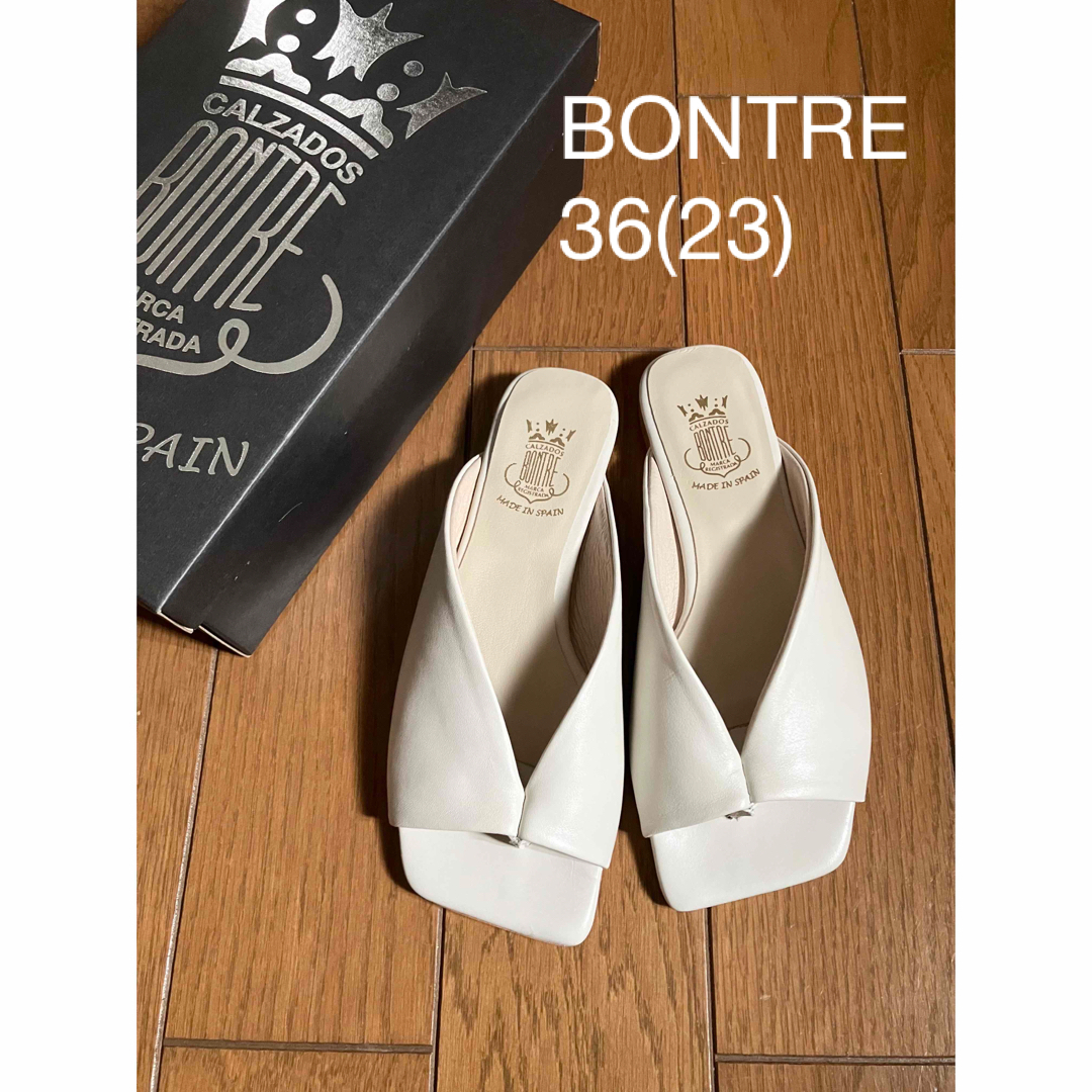 新品 BONTRE 本革 フラット トングサンダル 36 ホワイト