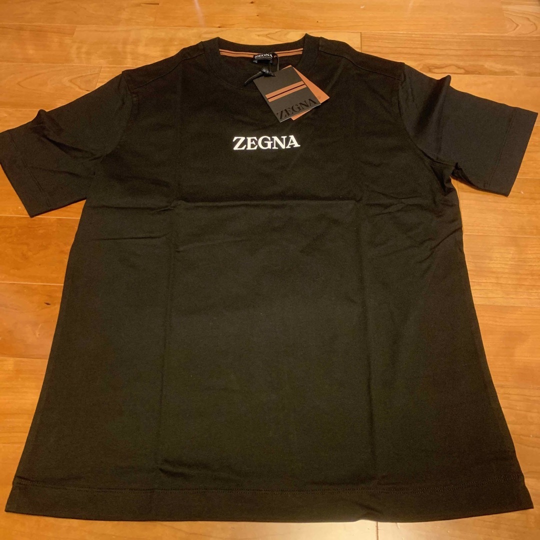ゼニア　ZEGNA コットン　Tシャツ 半袖　黒　ロゴ　高級感あり