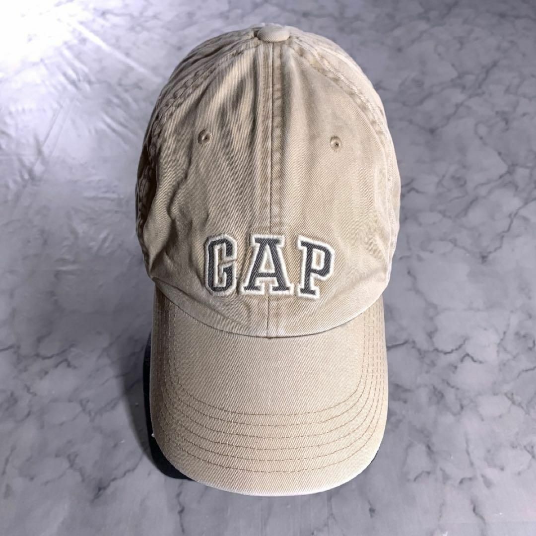 GAP - 90s 00s OLD GAP キャップ 帽子 刺繍ロゴ ベージュ M/L 古着の