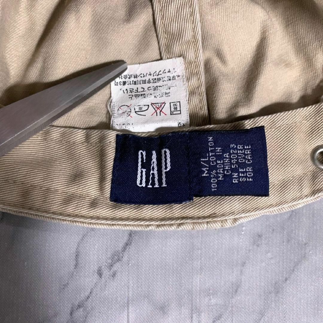 GAP - 90s 00s OLD GAP キャップ 帽子 刺繍ロゴ ベージュ M/L 古着の