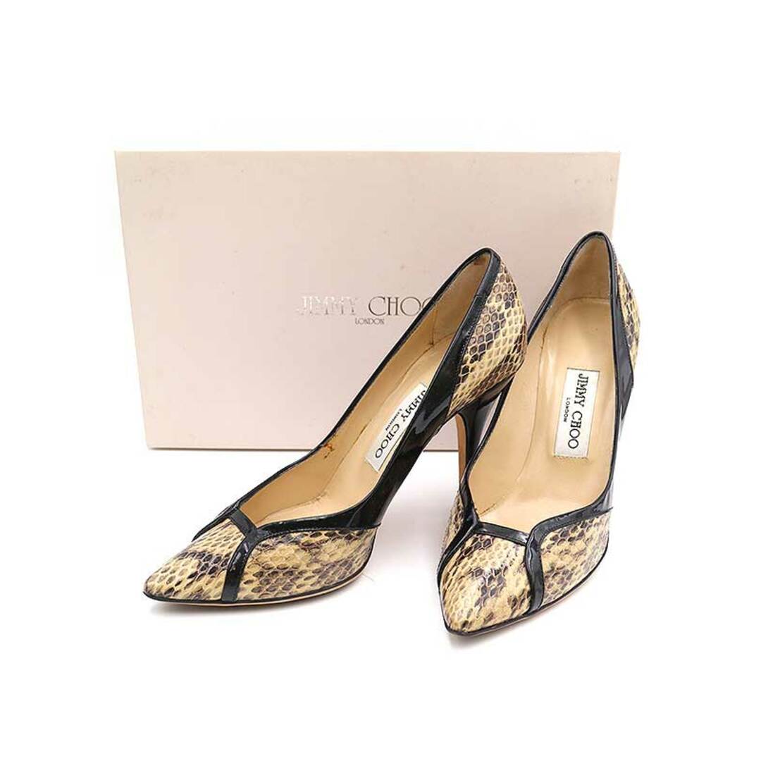 JIMMY CHOO ジミー チュウ パイソン切替ヒールパンプス8cmヒール