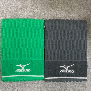 ミズノ(MIZUNO)のMIZUNO フェイスタオル ミズノ グレーとグリーン2枚セット(タオル/バス用品)