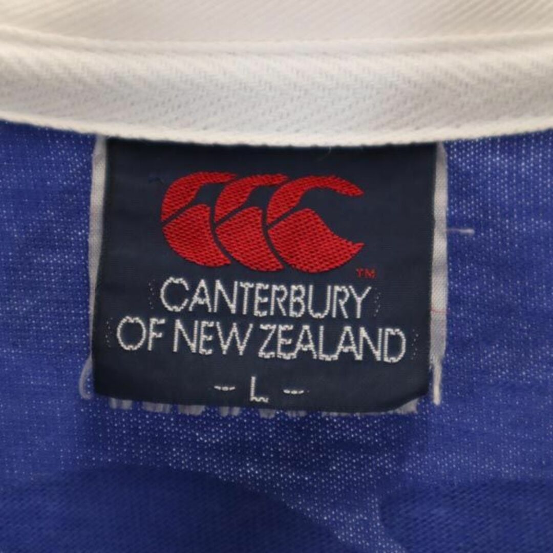 カンタベリー ラグビー ウェア L ブルー×白×黄 CANTERBURY OF NEW ZEALAND ラガーシャツ メンズ 【中古】 【230623】