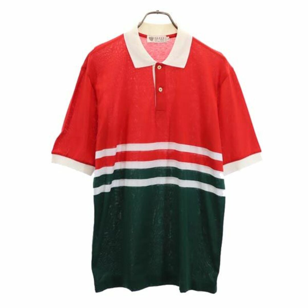 Gucci - グッチ イタリア製 半袖 ポロシャツ L 赤×緑×白 GUCCI メンズ