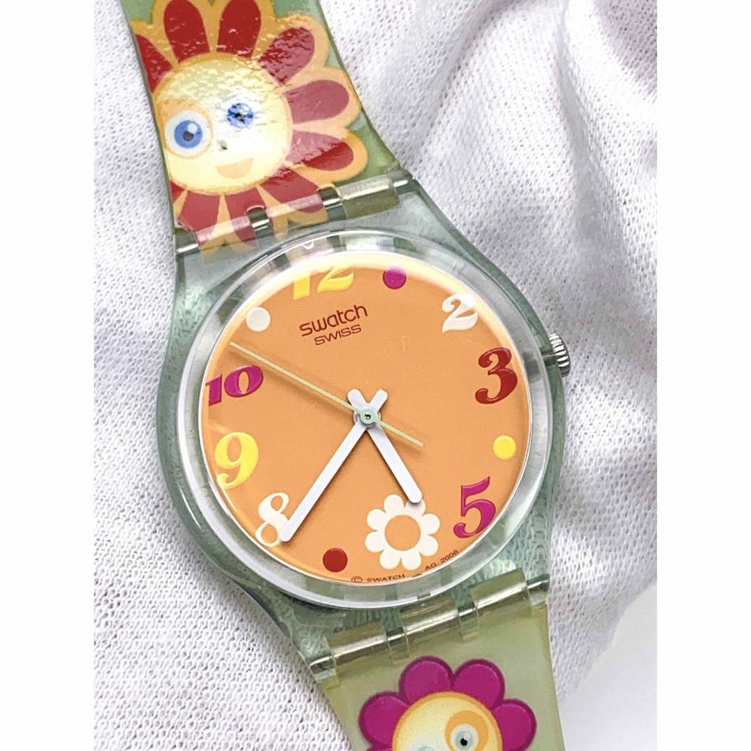 swatch - T612 美品 スウォッチ 腕時計 オレンジ文字盤 花柄