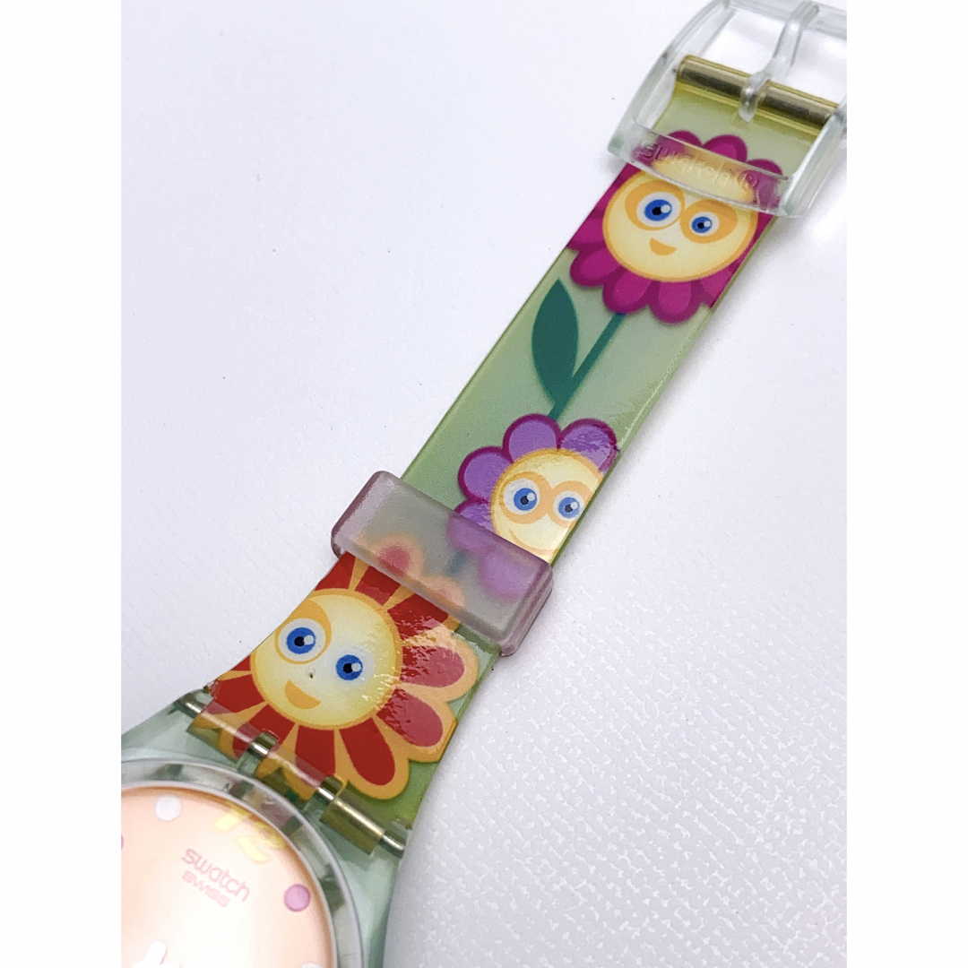 swatch - T612 美品 スウォッチ 腕時計 オレンジ文字盤 花柄