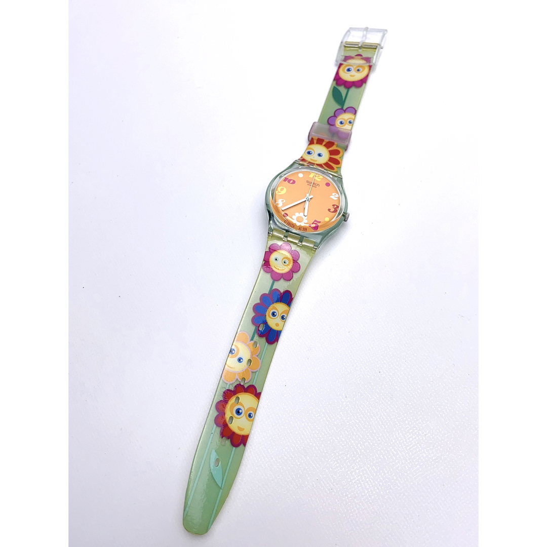 swatch - T612 美品 スウォッチ 腕時計 オレンジ文字盤 花柄