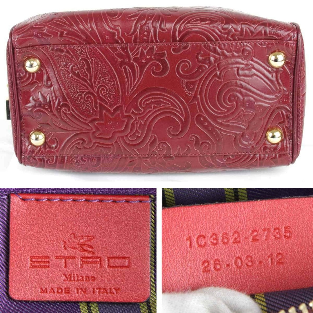 良品『USED』 ETRO エトロ マルゴット 1C362-2735 ミニボストンバッグ レザー ワインレッド