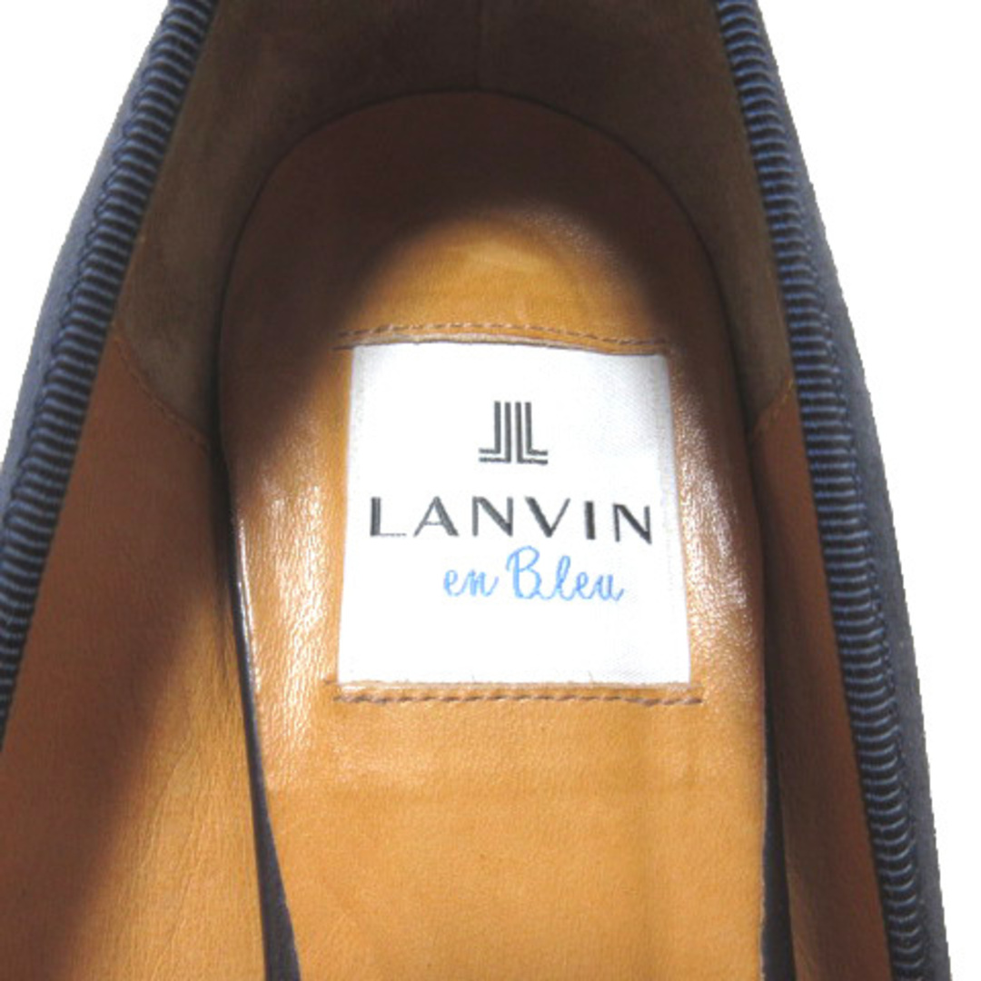 LANVIN en Bleu(ランバンオンブルー)のランバンオンブルー パンプス ネイビー スエード レザー リボン チャンキー レディースの靴/シューズ(ハイヒール/パンプス)の商品写真