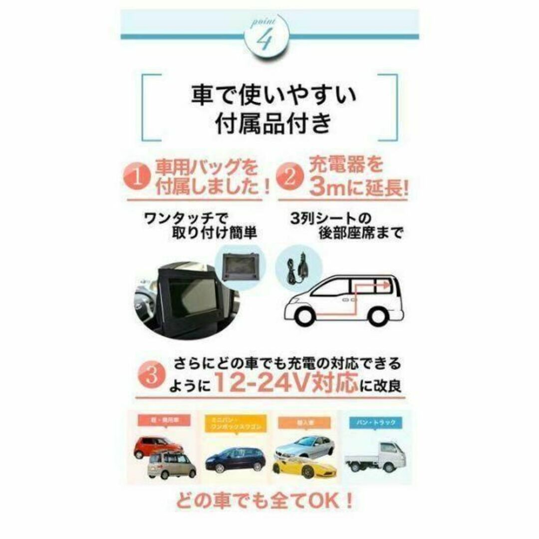 【セール中❣️】ポータブルDVDプレーヤー 10.1型 車載用付属品付き 4