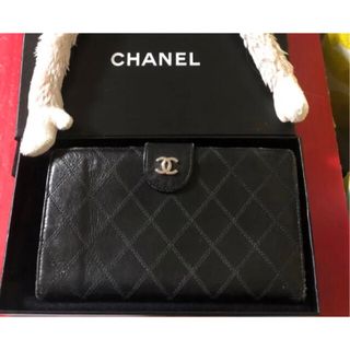 シャネル(CHANEL)のcoco様専用❣️CHANEL☆長財布ピコローレ　ロゴ二つ折り長財布マトラッセ黒(財布)