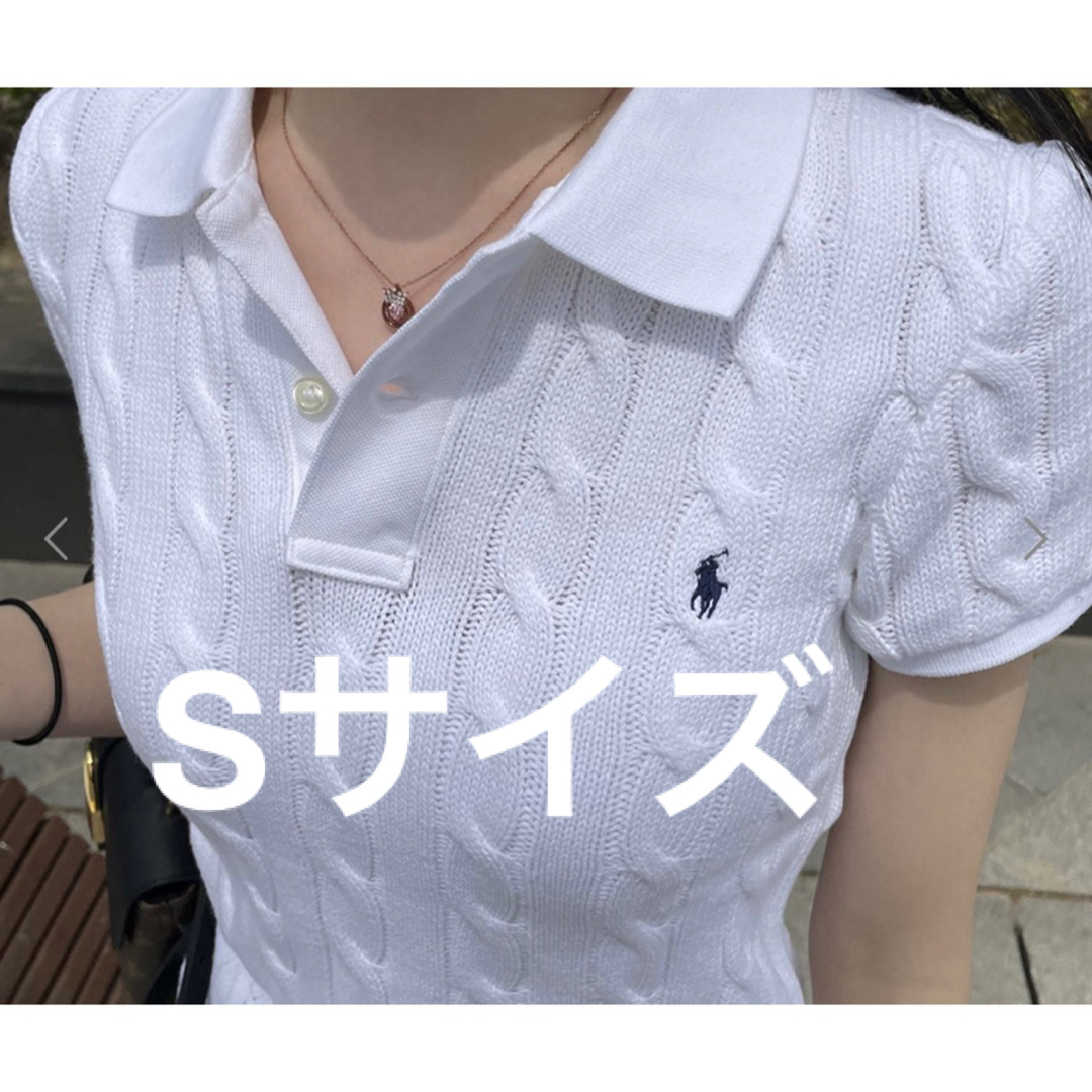 POLO RALPH LAUREN(ポロラルフローレン)のPOLO RALPH LAURENロゴ ニット半袖ポロニットラルフローレン レディースのトップス(Tシャツ(半袖/袖なし))の商品写真