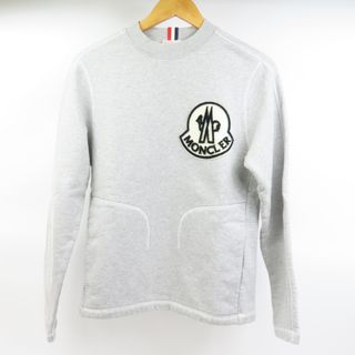 モンクレール(MONCLER)の新品同様美品 MONCLER モンクレール トレーナー ビッグロゴワッペン 裏起毛 S スウェット コットン ライトグレー【中古】(トレーナー/スウェット)