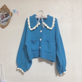 tnewties《サラダしか食べたくない》スカラップデザインニットカーディガン