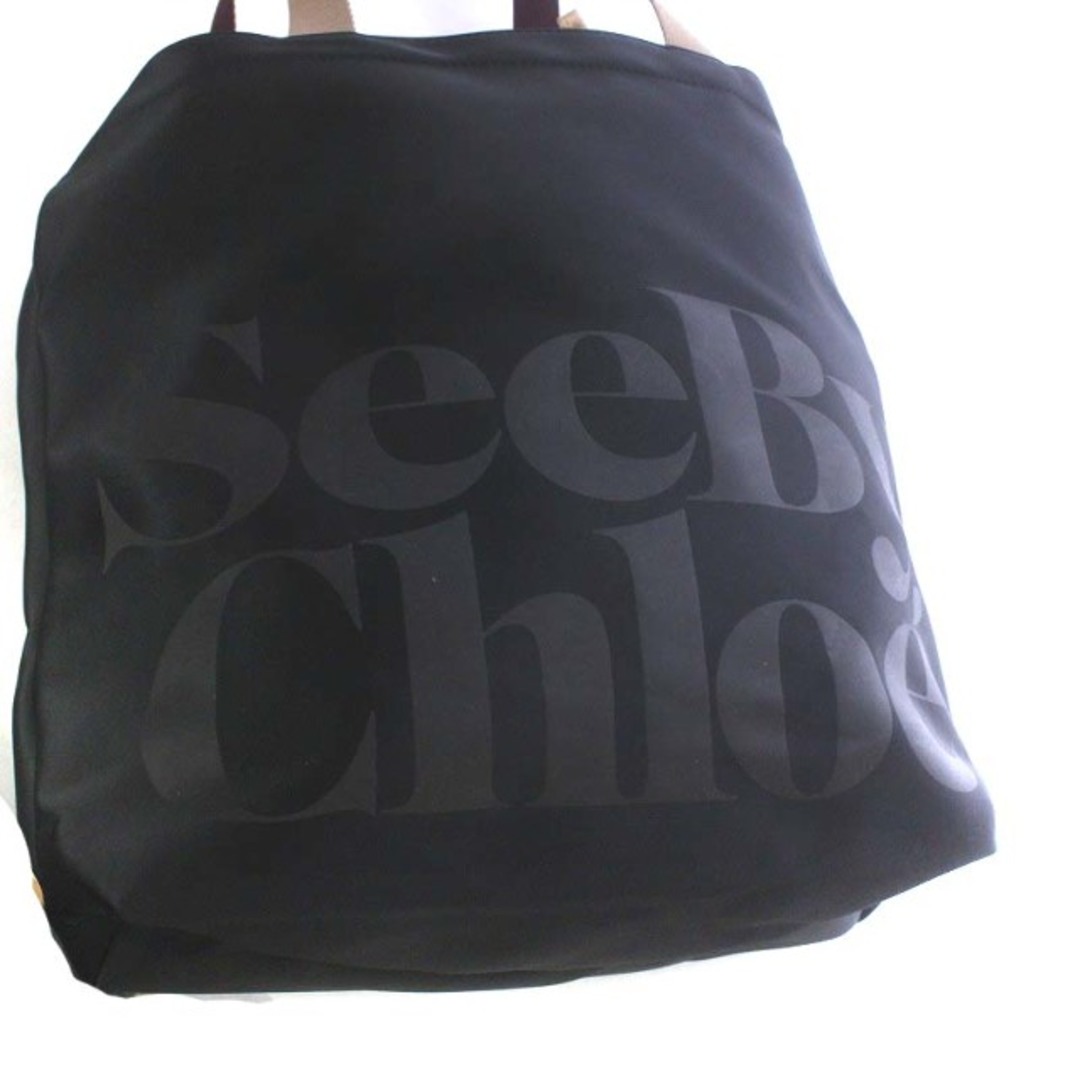 SEE BY CHLOE(シーバイクロエ)のシーバイクロエ トートバッグ ハンドバッグ ロゴ 巾着 バイカラー 黒 ベージュ レディースのバッグ(トートバッグ)の商品写真
