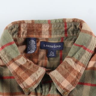 LANDS END 長袖 ボタンダウン チェック柄 フランネルシャツ メンズXL /eaa368448