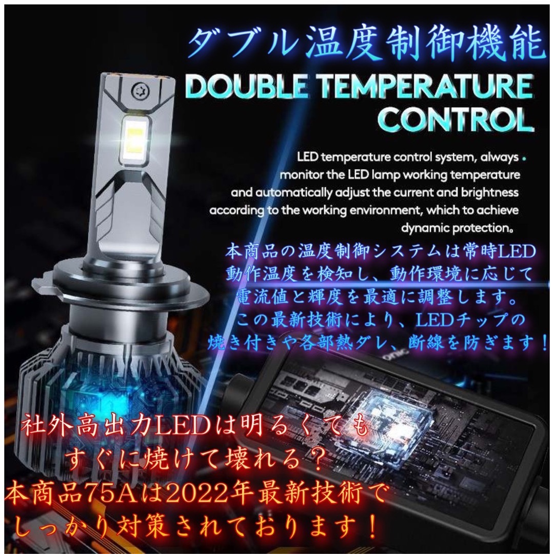 H7 LED ヘッドライト バルブ 究極爆光 75A 150w 6000k