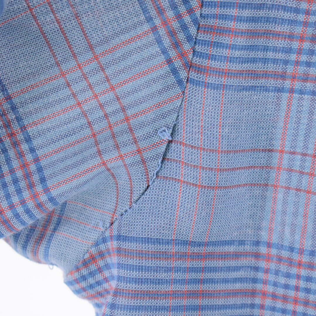 古着 70年代 PERMANENT PRESS FABRIC チェック柄 半袖 オープンカラー