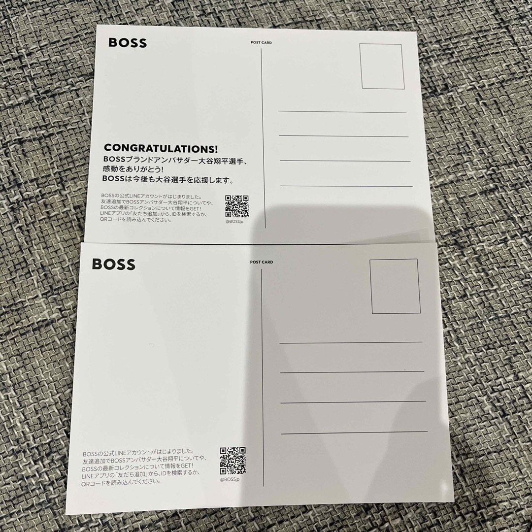 BOSS大谷翔平ポストカード4枚🎵 エンタメ/ホビーのタレントグッズ(スポーツ選手)の商品写真