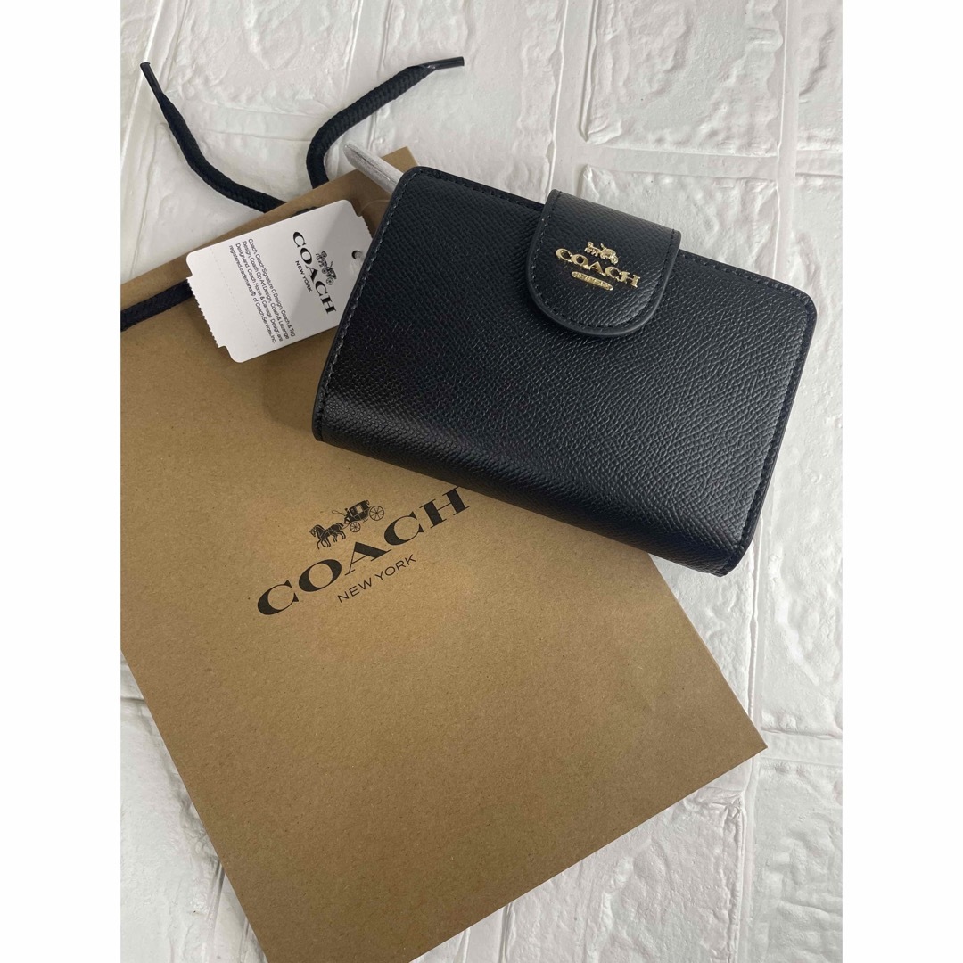 新品 未使用 COACH コーチ クロスグレイン レザー ミディアム コーナー