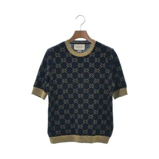 グッチ(Gucci)のGUCCI グッチ ニット・セーター M 紺xゴールド(総柄) 【古着】【中古】(ニット/セーター)