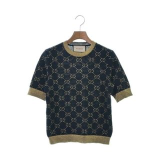 グッチ(Gucci)のGUCCI グッチ ニット・セーター XS 紺xゴールド(総柄) 【古着】【中古】(ニット/セーター)