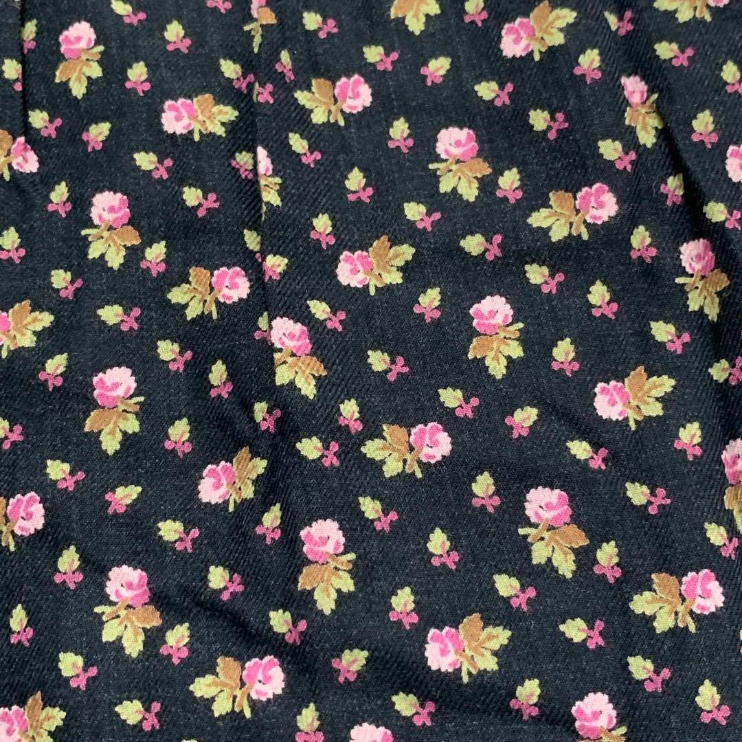 LAURA ASHLEY(ローラアシュレイ)の極美品✨ローラアシュレイ シャツワンピース 花柄 ブラック ベルト  9 レディースのワンピース(ひざ丈ワンピース)の商品写真