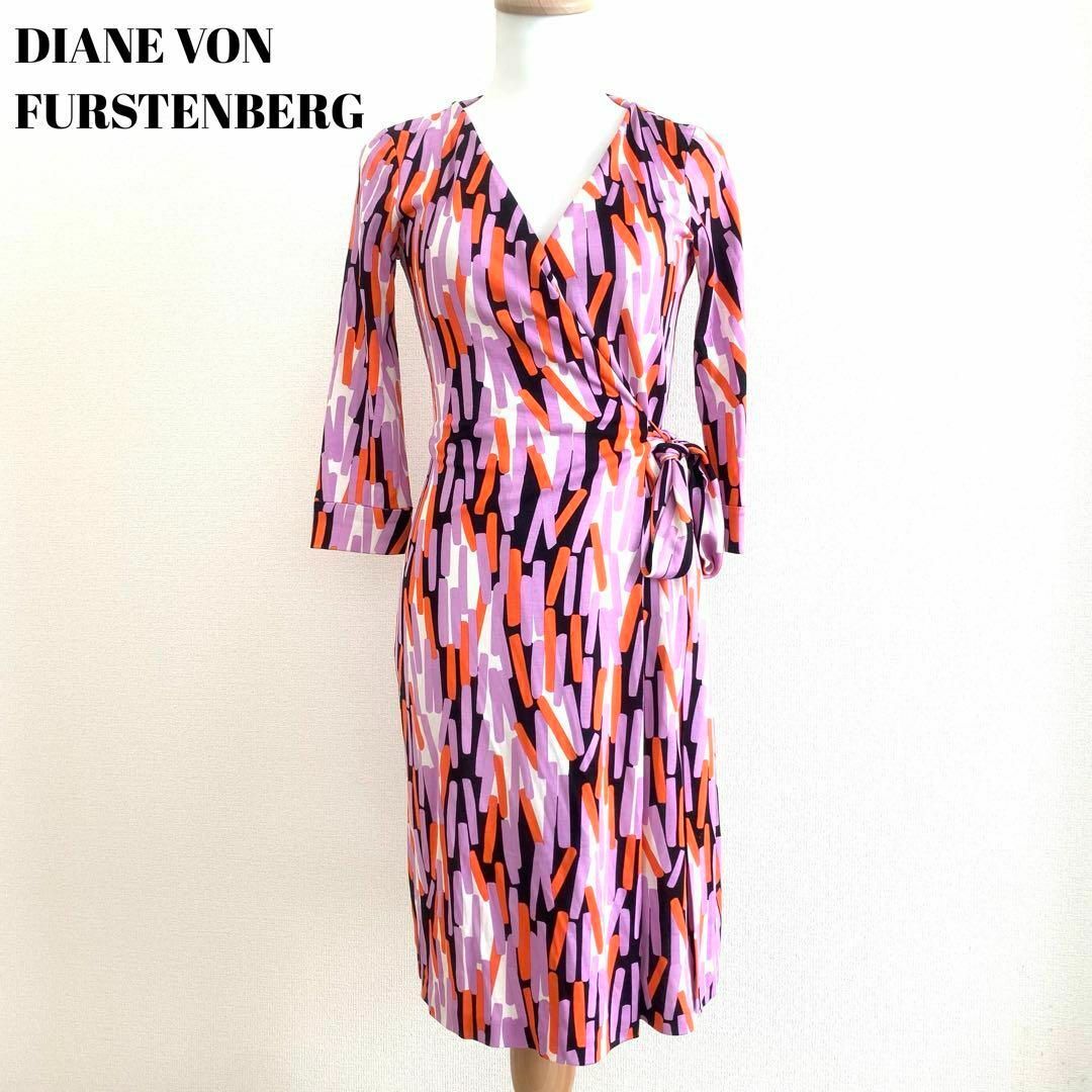 DVF ダイアンフォンファステンバーグ シルク100% カシュクールワンピース