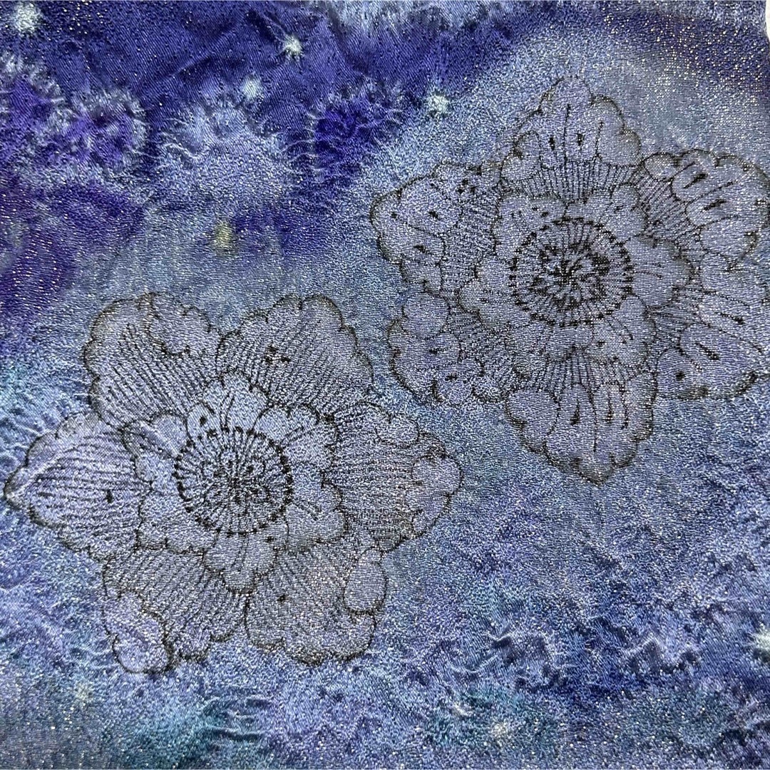 超逸品 超希少 未使用に近い 【初代 久保田一竹 辻が花 絞り 金 超逸品 超希少 未使用に近い 【初代 久保田一竹 辻が花 絞り 金