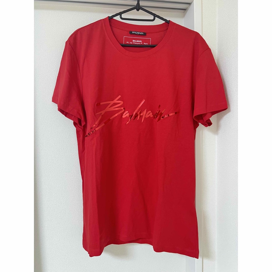 BALMAIN(バルマン)の【ギター侍様専用】BALMAIN バルマン ロゴ Tシャツ レッド メンズのトップス(Tシャツ/カットソー(半袖/袖なし))の商品写真