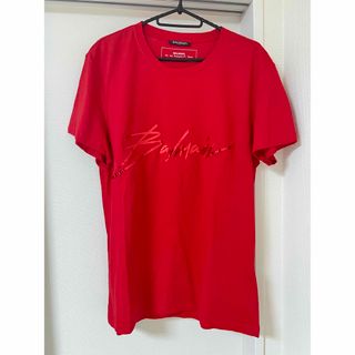 バルマン(BALMAIN)の【ギター侍様専用】BALMAIN バルマン ロゴ Tシャツ レッド(Tシャツ/カットソー(半袖/袖なし))