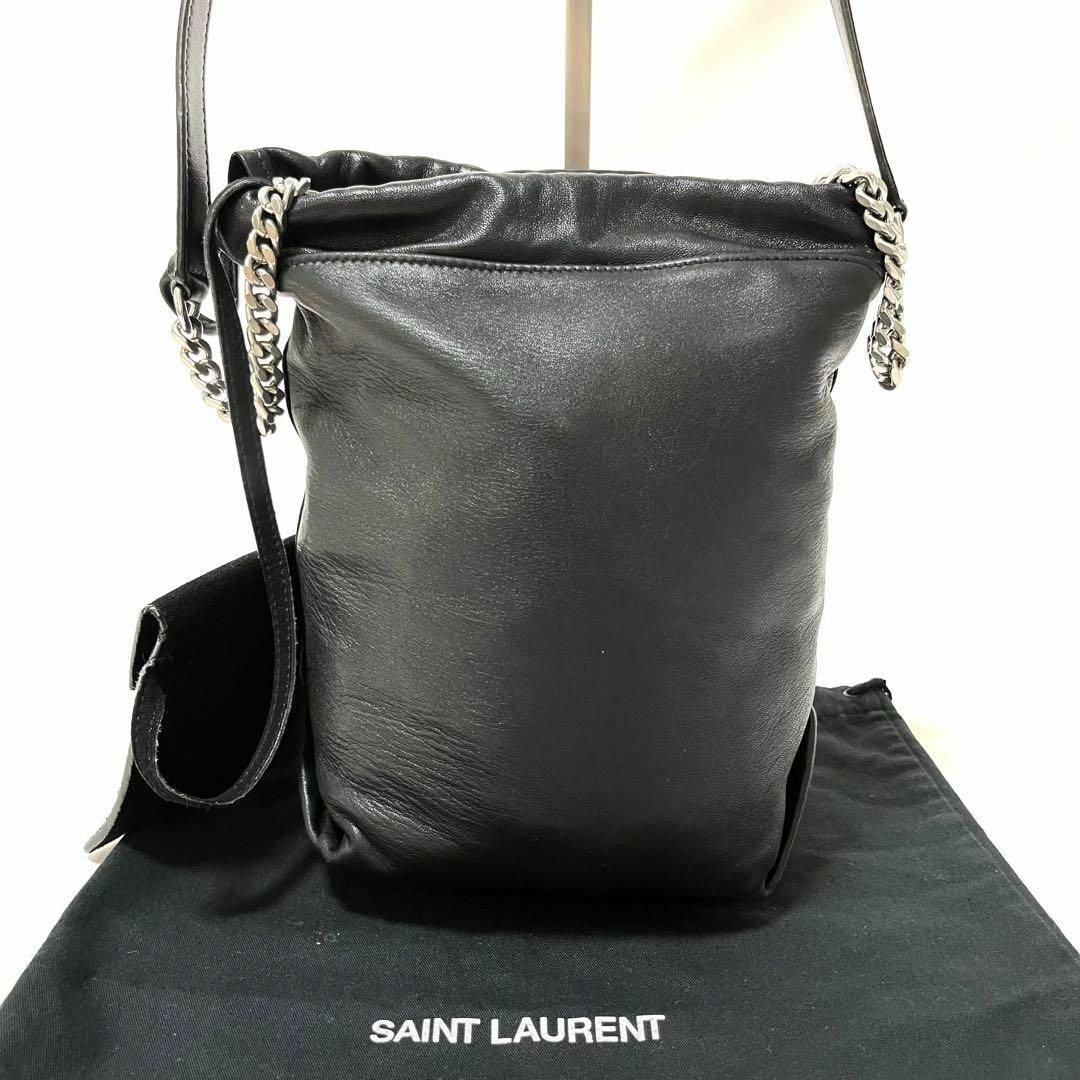 週末セールSAINT LAURENT テディドローストリングレザーバッグ