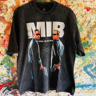 MIB Tシャツ　長袖 映画  ケミカルウォッシュ  黒 XL メンインブラック(Tシャツ/カットソー(半袖/袖なし))