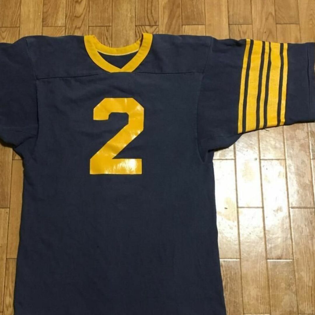 70s USA製 Russell Athletic フットボールシャツ 紺 M