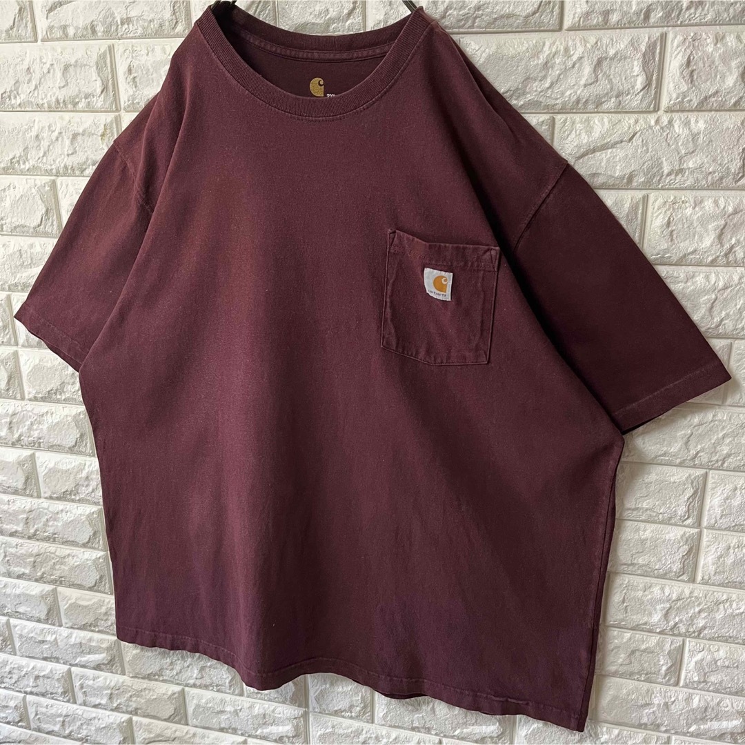 carhartt(カーハート)の【CARHARTT】カーハート S/S ポケTee バーガンディ 2XLサイズ メンズのトップス(Tシャツ/カットソー(半袖/袖なし))の商品写真