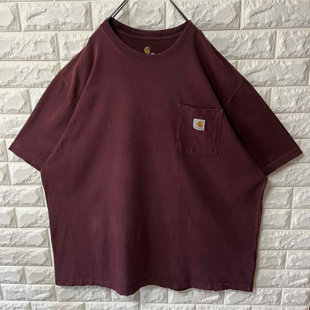 carhartt(カーハート)の【CARHARTT】カーハート S/S ポケTee バーガンディ 2XLサイズ メンズのトップス(Tシャツ/カットソー(半袖/袖なし))の商品写真