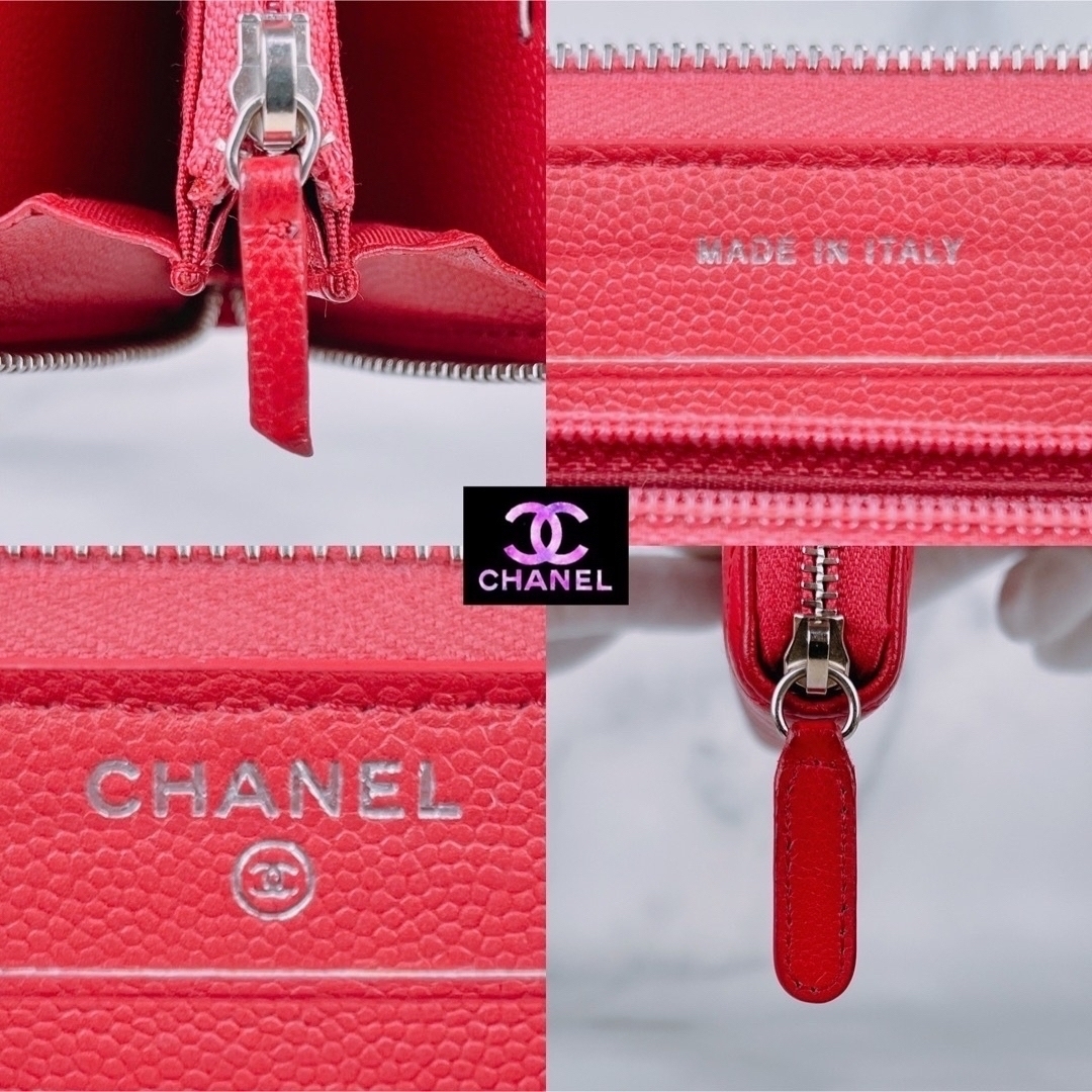 超極美品 CHANEL ダイヤモンドココ キャビアスキン コンパクト長財布