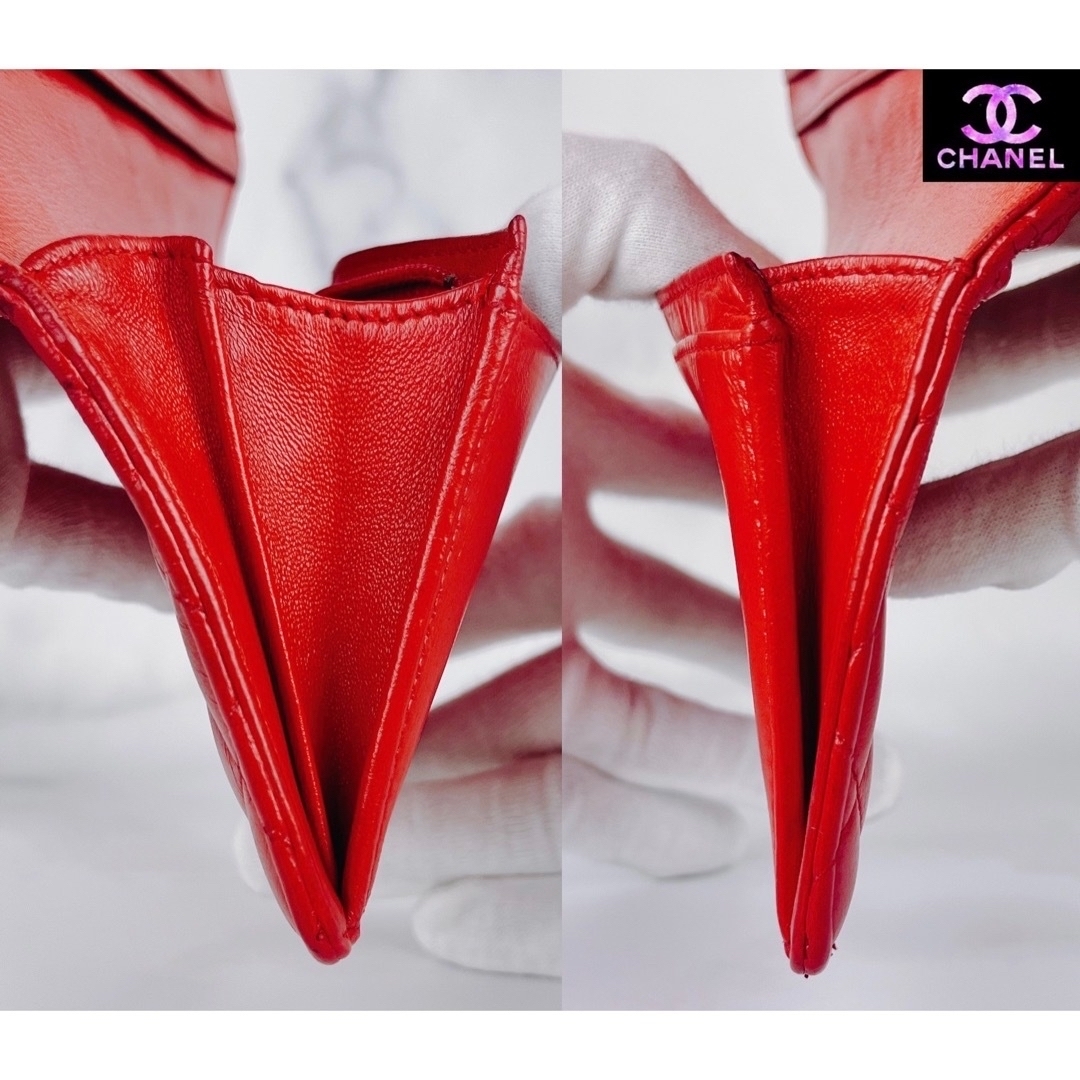 CHANEL(シャネル)の超極美品 CHANEL マトラッセ ラムスキン 二つ折り 長財布 レッド レディースのファッション小物(財布)の商品写真